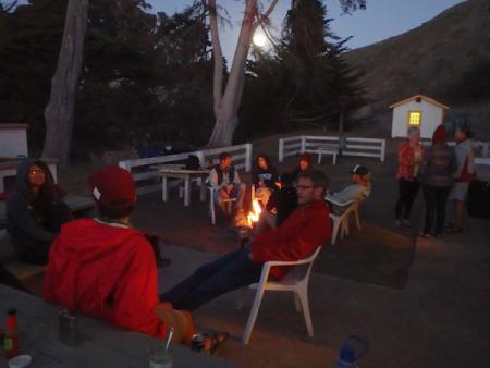 Sitting around the campfire on Santa Cruz Island